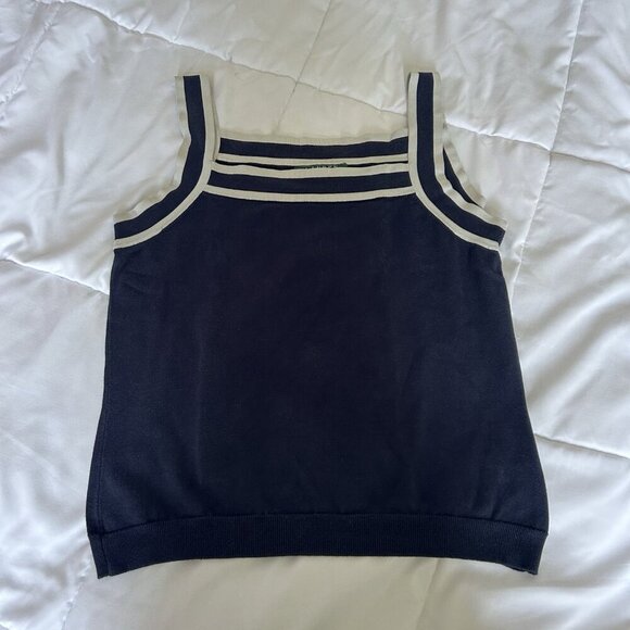 Ralph Lauren Womens Medium Petite Blue Silk Sleeveless Tank Top Sweater Y2K - Picture 1 of 5